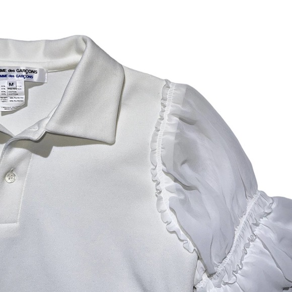 Ruffled sheer sleeve polo - Picture 2 of 6